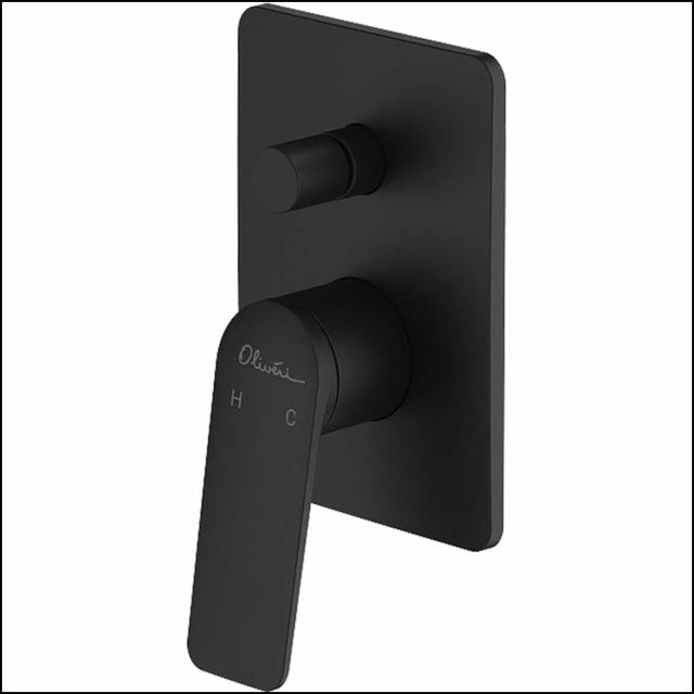 Oliveri Pa101516Mb Paris Matte Black Wall Mixer With Diverter Bathroom Mixers
