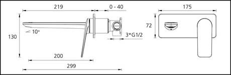 Oliveri Pa102500Bn Paris Brushed Nickel Wall Mixer Set Bathroom Mixers