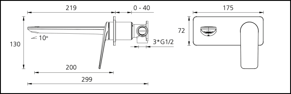 Oliveri Pa102516Mb Paris Matte Black Wall Mixer Set Bathroom Mixers