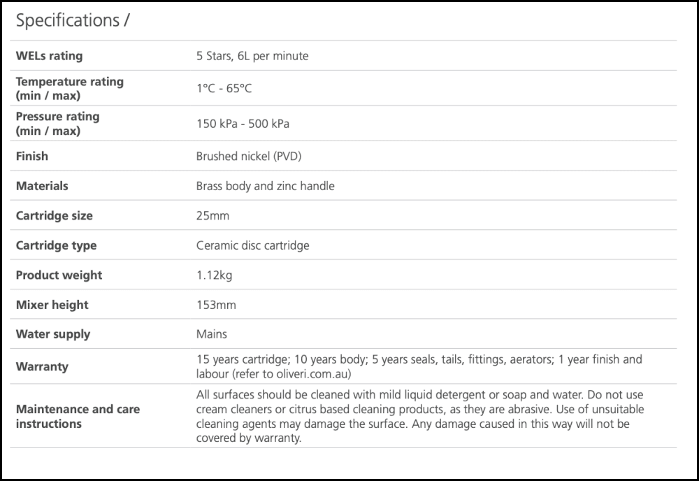 Oliveri Paris Pa069520Bn Brushed Nickel Basin Mixer Mixers