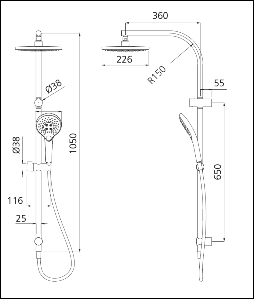 Oliveri Ro36341Bn Rome Brushed Nickel Dual Shower Set - Special Order Showers