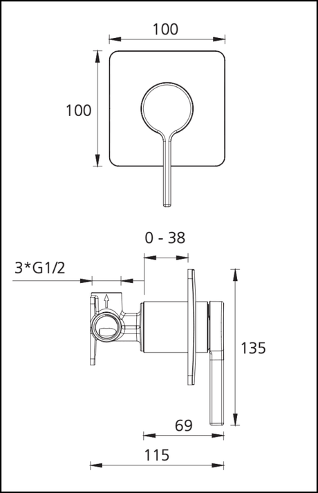 Oliveri St093500Cr Stockholm Chrome Wall Mixer Bathroom Mixers