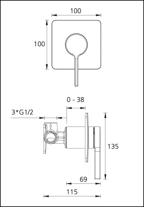 Oliveri St093516Mb Stockholm Matte Black Wall Mixer Bathroom Mixers