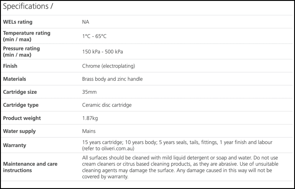 Oliveri St094500Cr Stockholm Chrome Wall Mixer With Diverter Bathroom Mixers