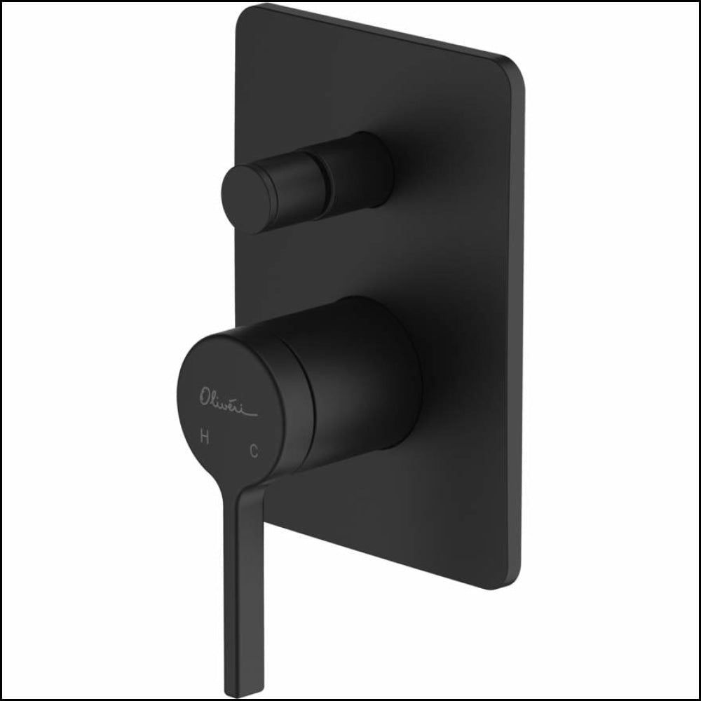 Oliveri St094516Mb Stockholm Matte Black Wall Mixer With Diverter Bathroom Mixers