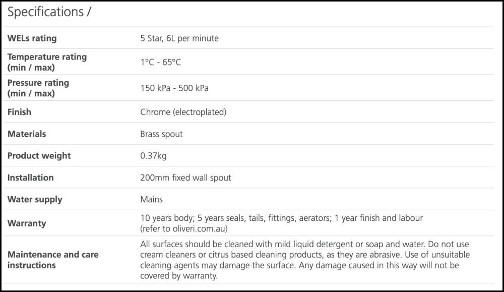 Oliveri Ve105200Cr Venice Chrome Curved Wall Spout Spouts