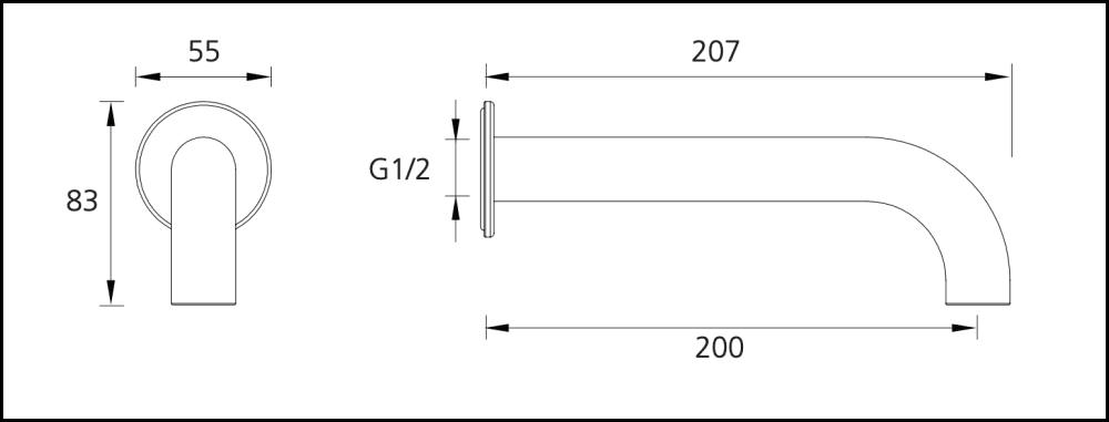 Oliveri Ve105206Mb Venice Matte Black Curved Wall Spout Spouts