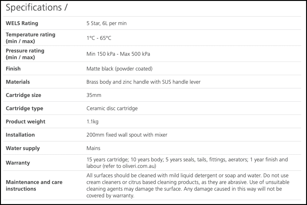 Oliveri Ve105516Mb Venice Matte Black Curved Wall Mixer Set Bathroom Mixers