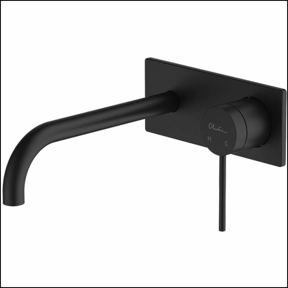 Oliveri Ve105516Mb Venice Matte Black Curved Wall Mixer Set Bathroom Mixers