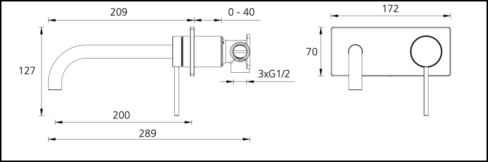 Oliveri Ve105516Mb Venice Matte Black Curved Wall Mixer Set Bathroom Mixers