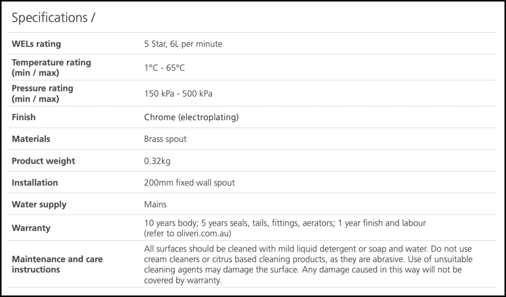 Oliveri Ve108200Cr Venice Chrome Straight Wall Spout Spouts