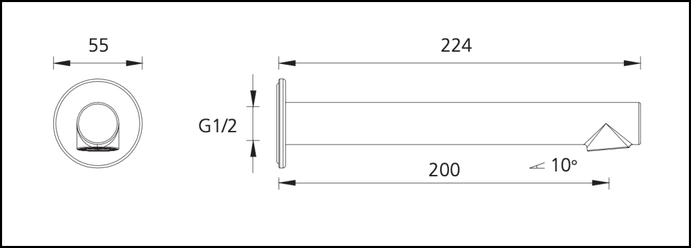 Oliveri Ve108206Mb Venice Matte Black Straight Wall Spout Spouts