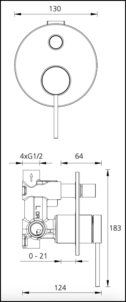 Oliveri Ve112500Cr Venice Chrome Wall Mixer With Diverter Bathroom Mixers