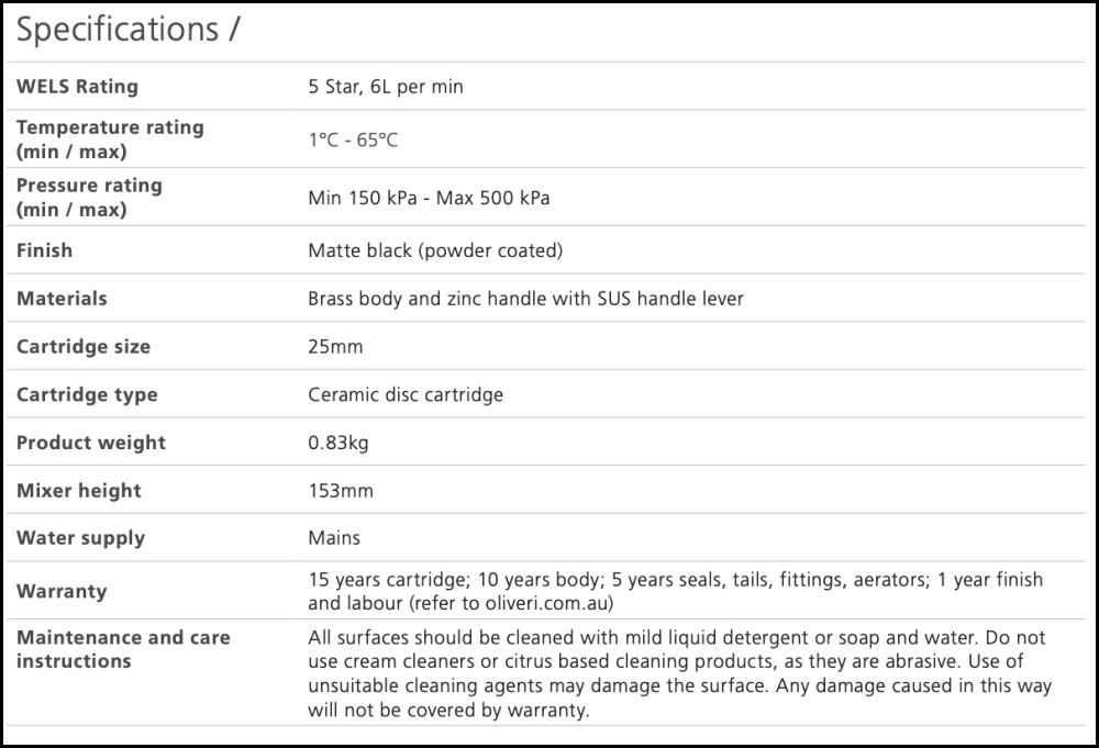 Oliveri Venice Ve103506Mb Matte Black Curved Basin Mixer Mixers