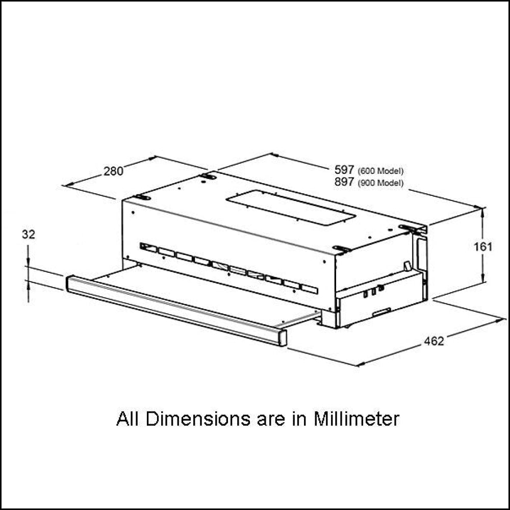 Robinhood Rles61Ss-Wh 60Cm Slide Out Undercupboard Rangehood