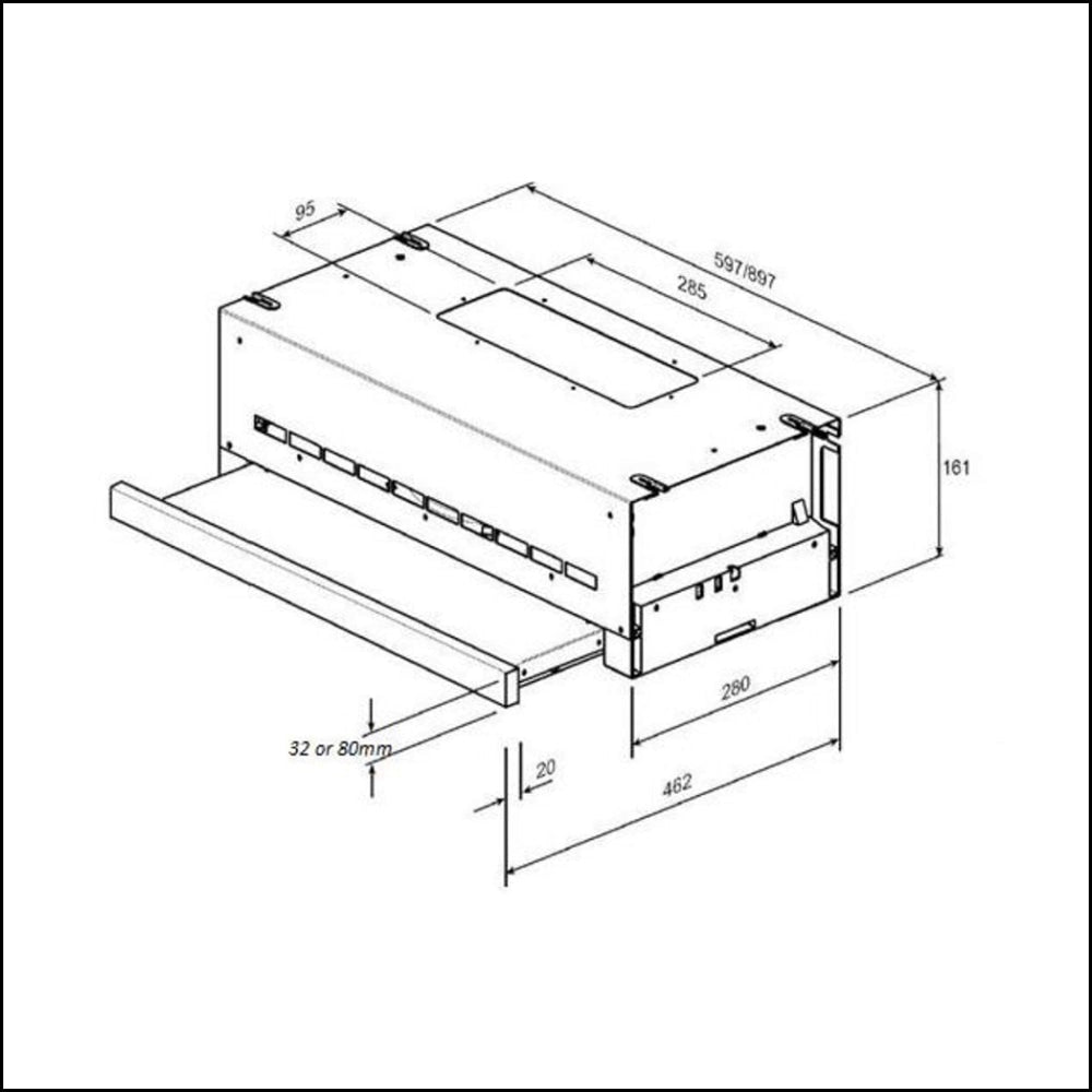 Robinhood Ro91Ss/Wh/80 90Cm Slide Out Undercupboard Rangehood - Pre Order