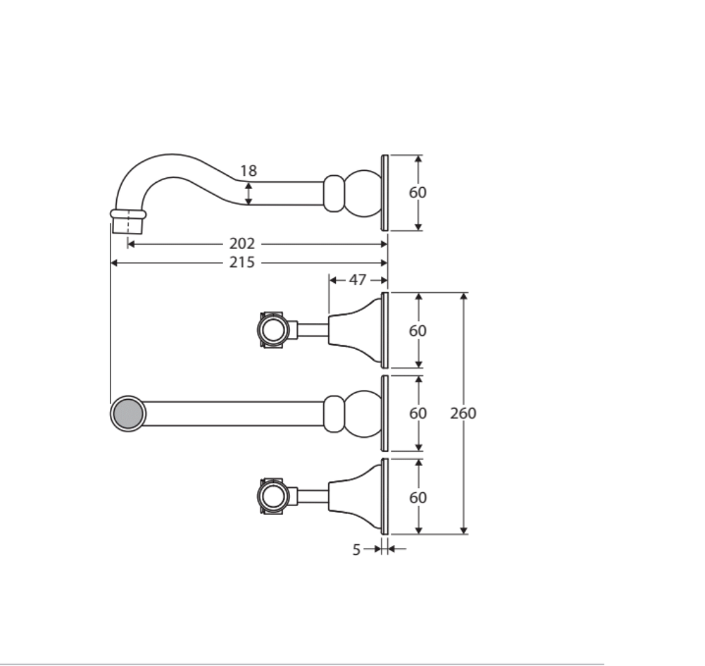 Fienza Lillian Lever Basin Bath Wall Set - Urban Brass with Ceramic White Handles
