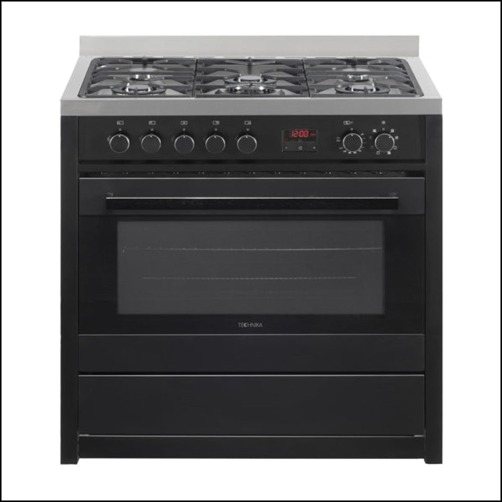 Technika 90Cm Teg95Tbk Dual Fuel Black Finish Upright Cooker Stoves