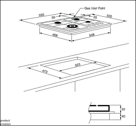 Technika Tb64Gwss-4 4 Burner Cooktop Gas