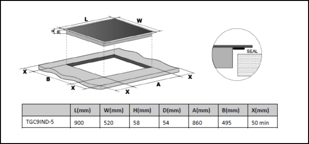 Technika Tgc9Ind-5 90Cm Induction Cooktop - Ex Display