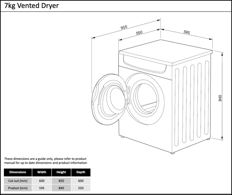 Technika Tvd7U 7Kg Sensor Clothes Dryer Standard Dryers
