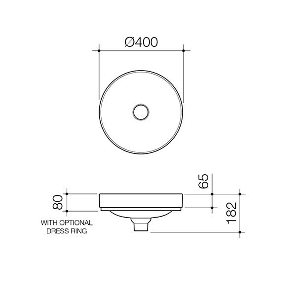 Caroma Liano II 400mm Round Inset Basin – Matte Grey 852400MGR