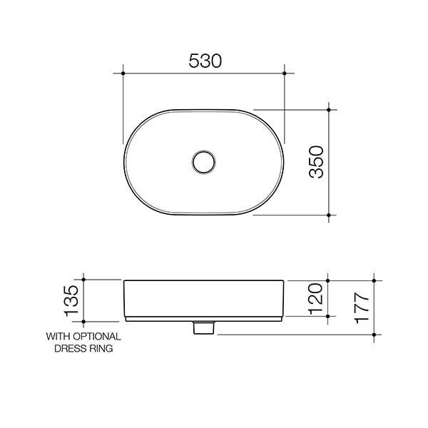 Caroma Liano II 530mm Pill Above Counter Basin Matte White 852800MW