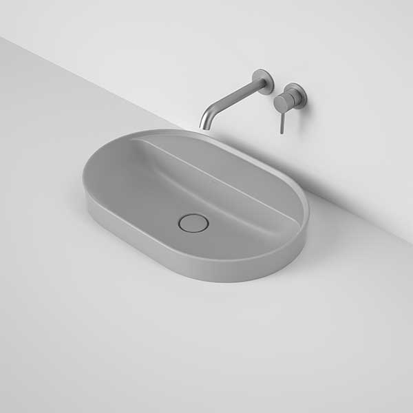 Caroma Liano II 600mm Pill Inset Basin with Tap Landing (0 Tap Hole) – Matte Grey 853100MGR