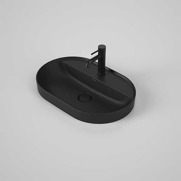 Caroma Liano II 600mm Pill Inset Basin with Tap Landing (1 Tap Hole) Matte Black 853110MB
