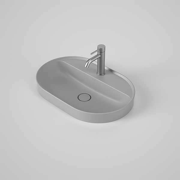 Caroma Liano II 600mm Pill Inset Basin with Tap Landing (1 Tap Hole) – Matte Grey 853110MGR