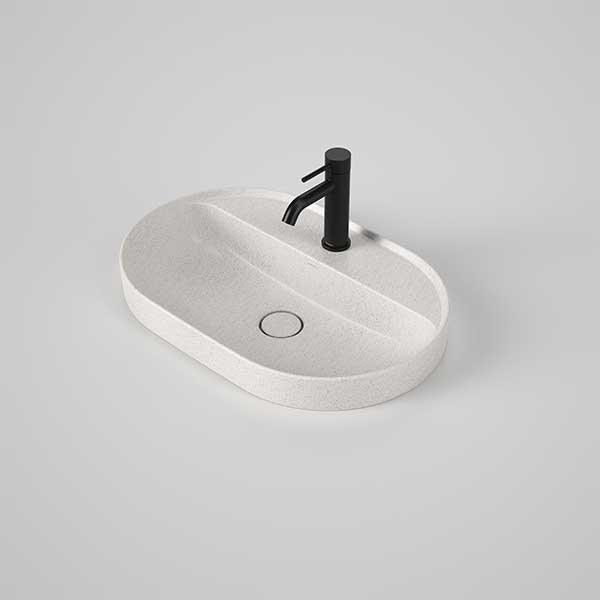 Caroma Liano II 600mm Pill Inset Basin with Tap Landing (1 Tap Hole) – Matte Speckled 853110MS