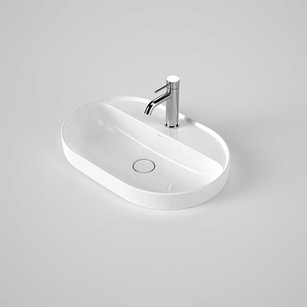 Caroma Liano II 600mm Pill Inset Basin with Tap Landing (1 Tap Hole) – White 853110W