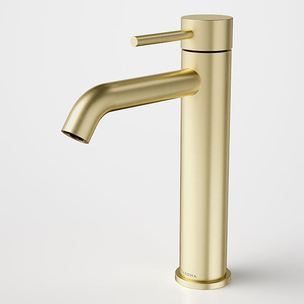 Caroma Liano II Lead Free Mid Tower Basin Mixer, Brushed Brass 96342BB6AF