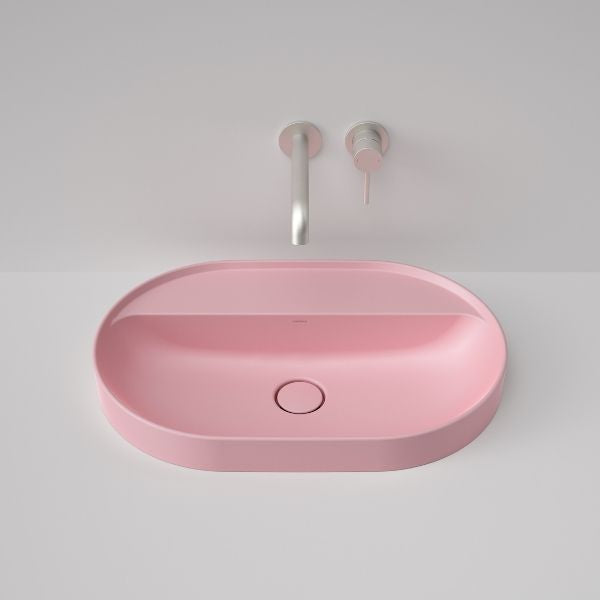Caroma Liano II 600mm Pill Inset Basin with Tap Landing (0 Tap Hole) – Matte Pink 853100MP