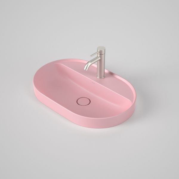 Caroma Liano II 600mm Pill Inset Basin with Tap Landing (1 Tap Hole) – Matte Pink 853110MP