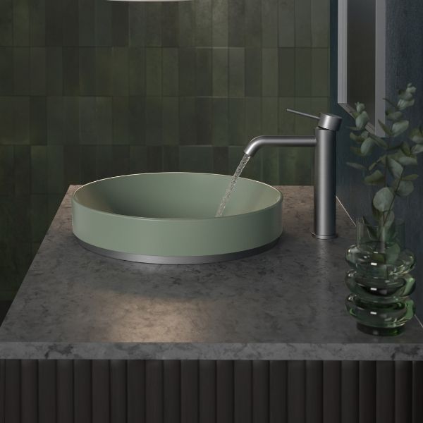 Caroma Liano II 400mm Round Inset Basin – Matte Green 852400MG