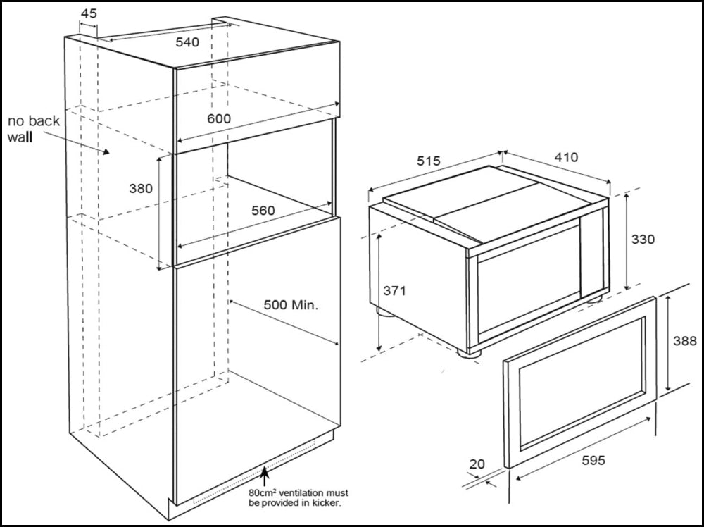 Venini Gmwg28Tk 60Cm Built In Microwave