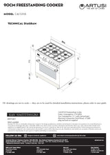 Artusi CAFG91B 90cm Freestanding Dual Fuel Stove, Black