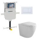 Fienza Gerberit Toilet Package Koko Gloss White Wall Face Toilet Pan to Floor, Sigma 8 Inwall Cistern with Sigma 30 Flush Plate Matte White