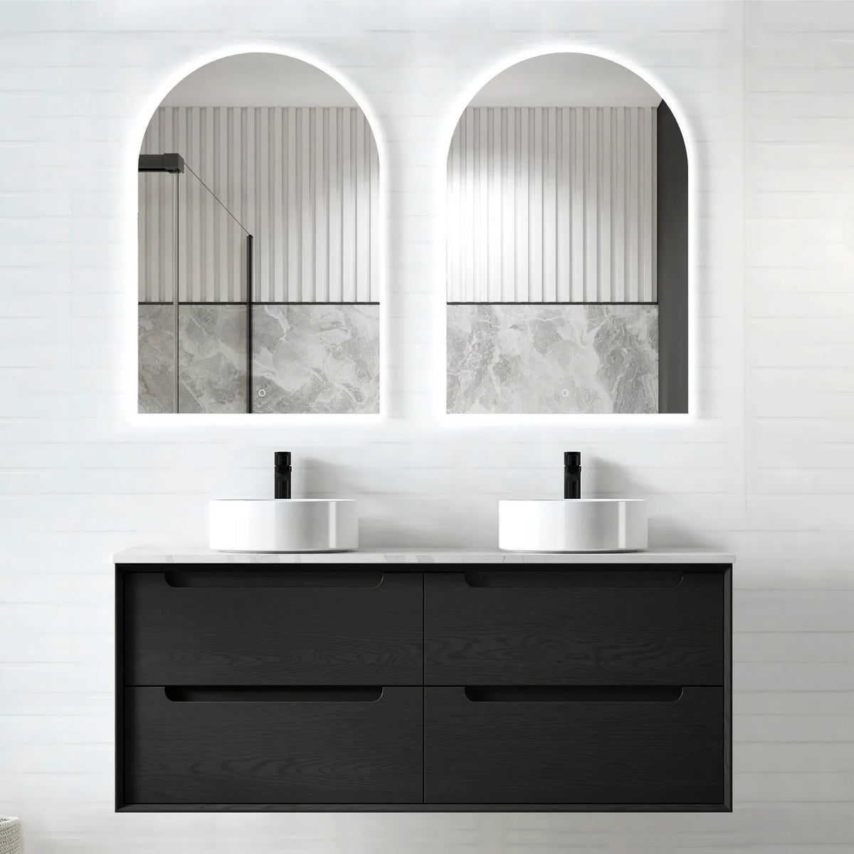 Otti Byron Wall Hung Vanity, Black Oak