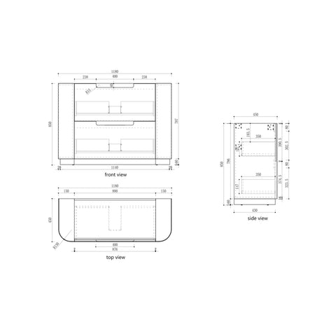Aulic 1200mm Curva Floorstanding Vanity with Solid Surface Top Palis Top CA57-1200-ST66FT Vanity Units