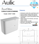 Aulic 1200mm Curva Floorstanding Vanity with Solid Surface Top Alpine Top CA57-1200-ST86FT Vanity Units