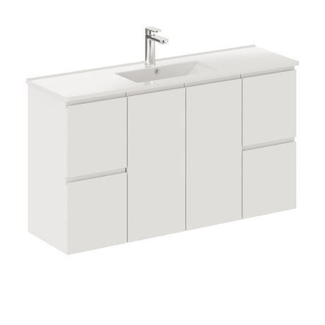 Fienza 120Df 1200Mm Siska Slim Wall Hung Vanity Unit Satin White - Special Order Units