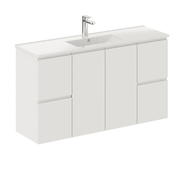 Fienza 120Df 1200Mm Siska Slim Wall Hung Vanity Unit Satin White - Special Order Units