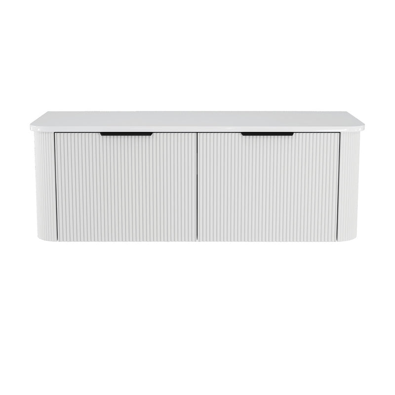 Fienza 120UW-C Minka Curved Satin White 1200 Wall Hung Cabinet - Special Order