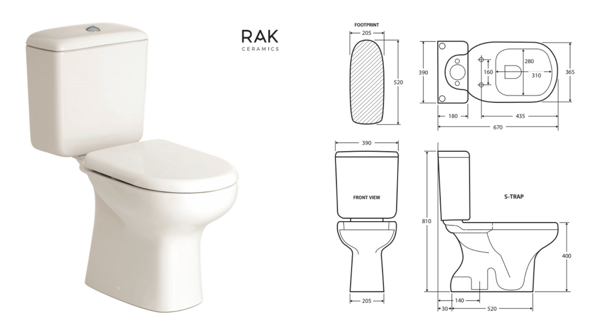 Fienza 122722I Liwa Close-Coupled Toilet Suite, S Trap, Ivory