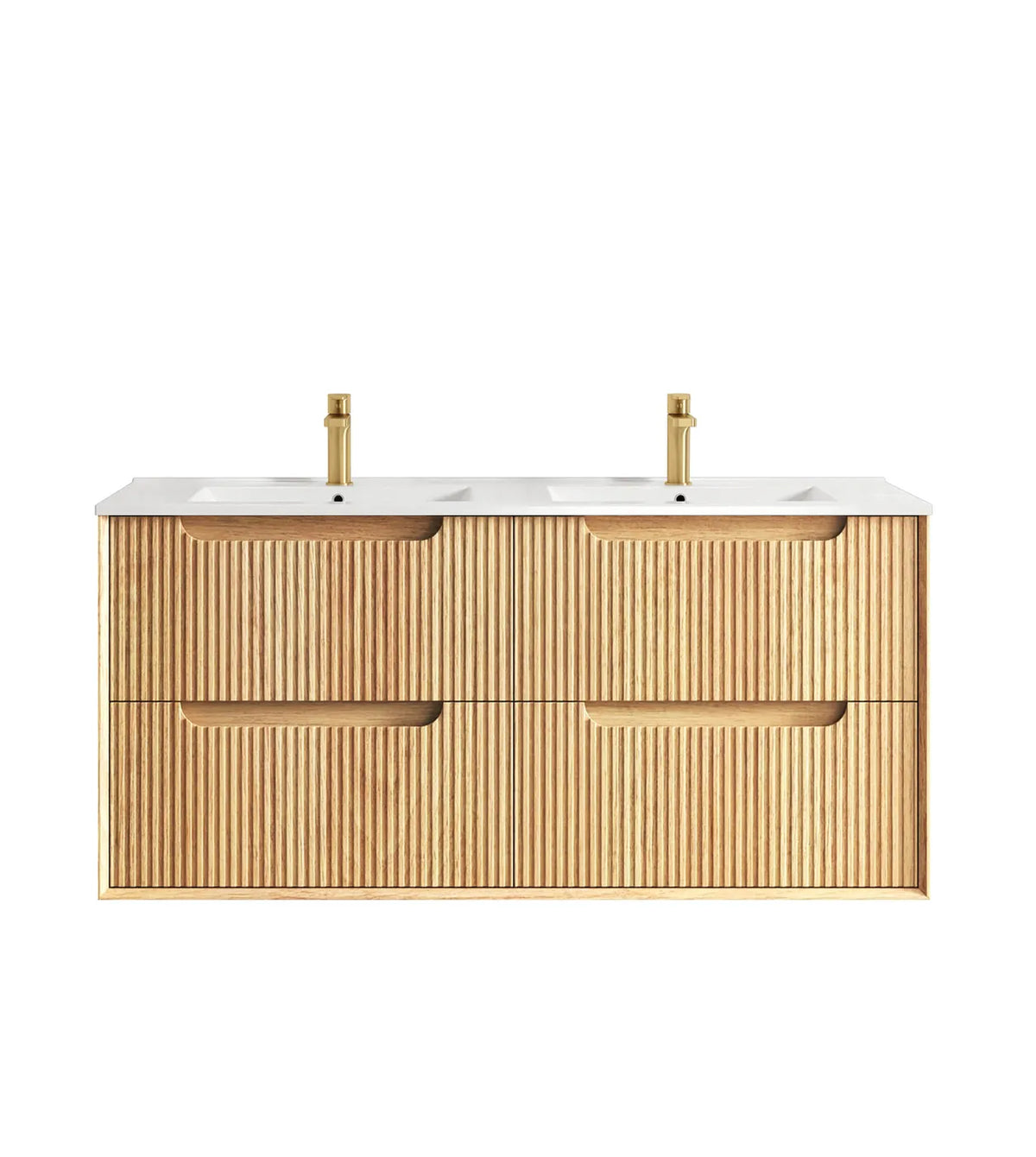 Otti Byron Wall Hung Vanity, Fluted Woodland Oak