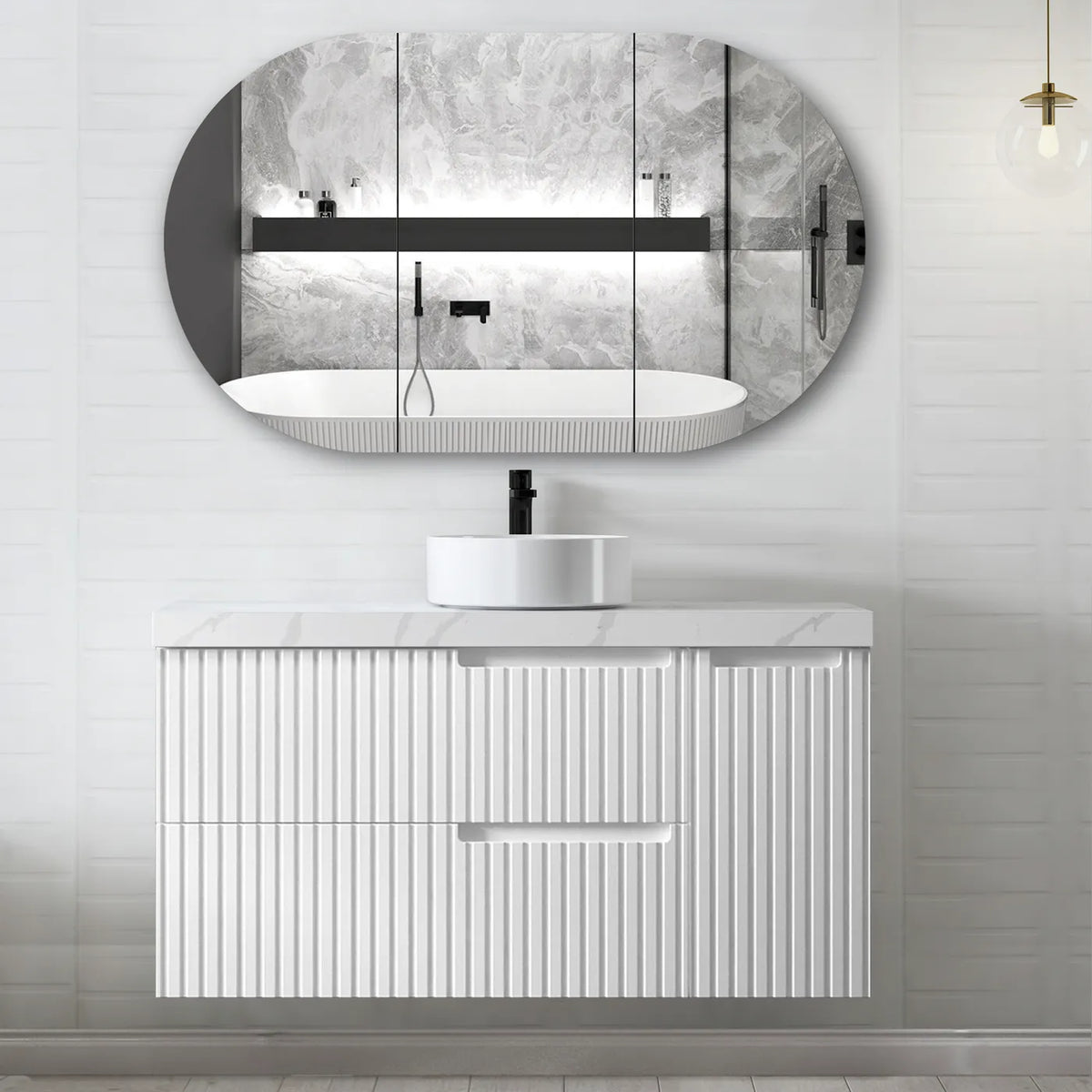 Otti Noosa Wall Hung Vanity, Satin White