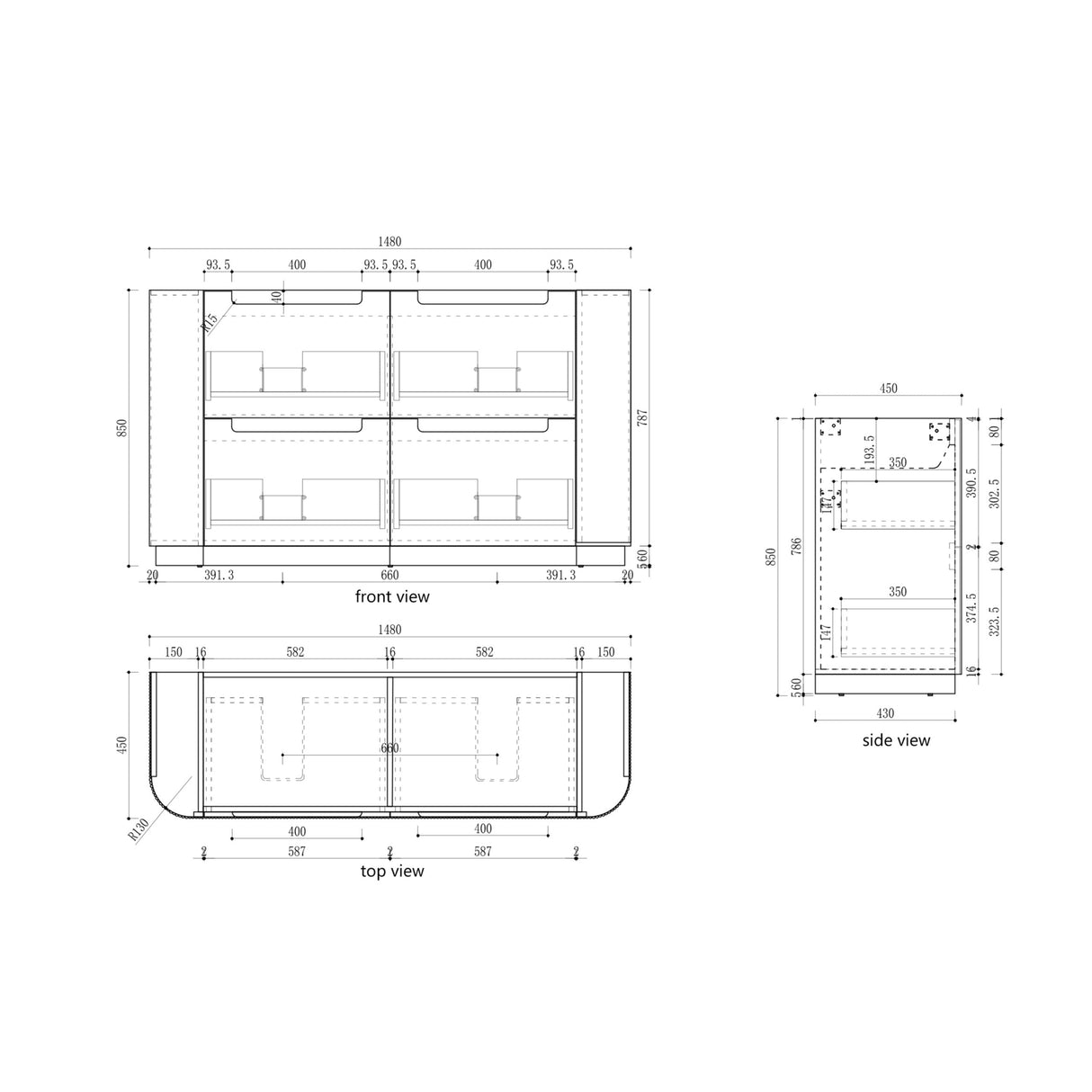 Aulic 1500mm Varcelli Floorstanding Vanity with Solid Surface Top Pure Top CA58-1500-ST56FT Vanity Units