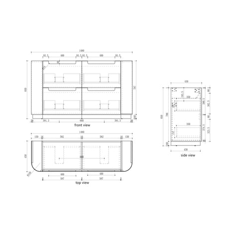 Aulic 1500mm Varcelli Floorstanding Vanity with Solid Surface Top Palis Top CA58-1500-ST66FT Vanity Units
